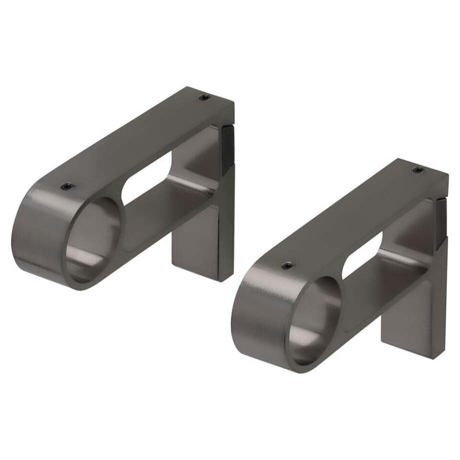 Leen Bakker - Wandsteun Gordijnroede Hooked - Gun Metal - Ø28mm - S/2 (2016383) - Metaal - Grijs Leen Bakker - Wandsteun Gordijnroede Hooked - Gun Metal - Ø28mm - S/2 (2016383) - Metaal - Grijs afbeelding 1