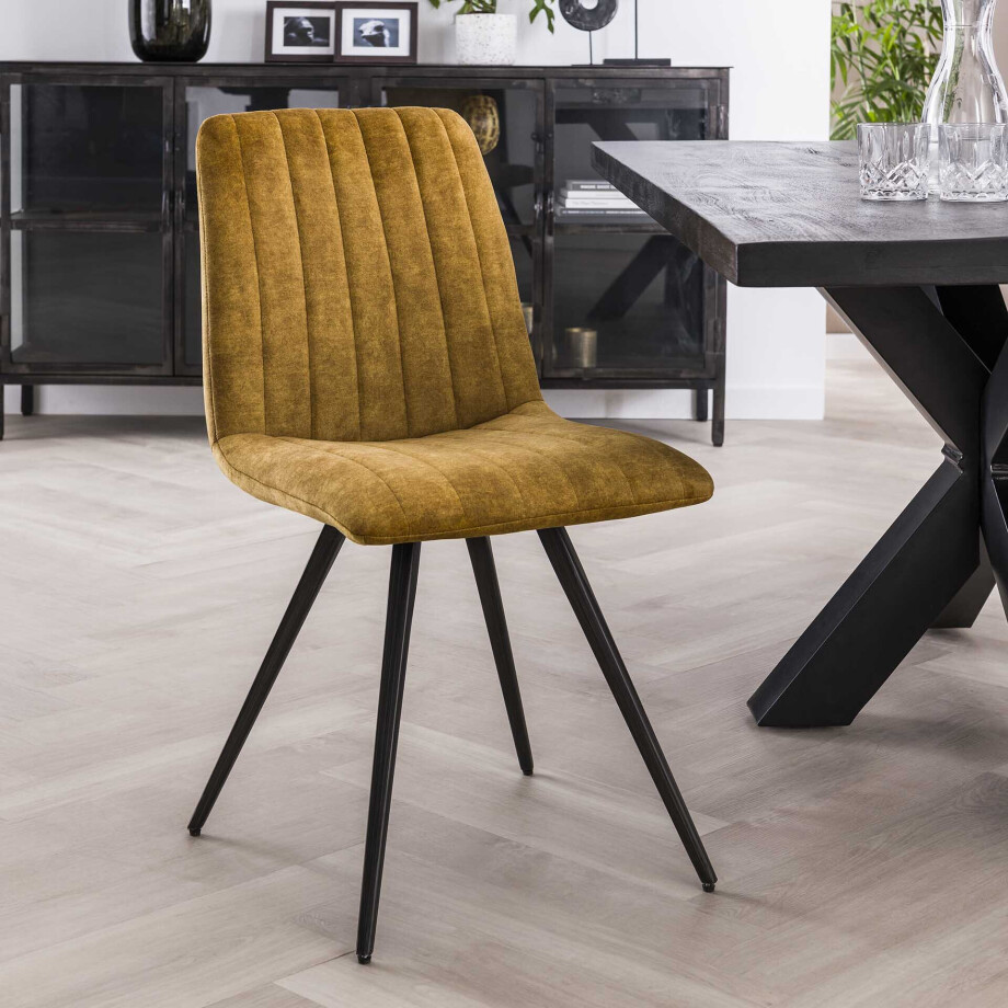 Eetkamerstoel 'Cora' Velvet, kleur Goud afbeelding 1