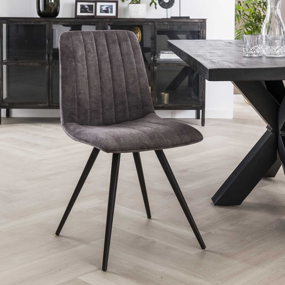 Eetkamerstoel 'Cora' Velvet, kleur Grijs afbeelding 1