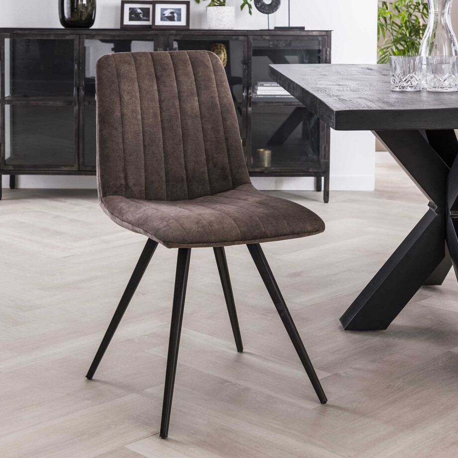 Eetkamerstoel 'Cora' Velvet, kleur Taupe afbeelding 1