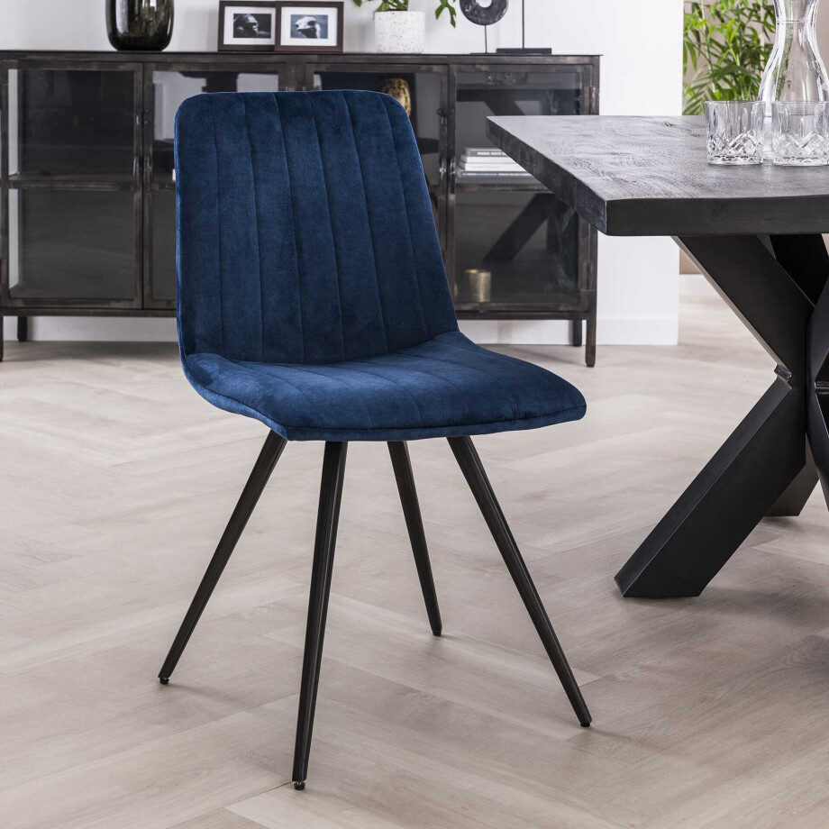 Eetkamerstoel 'Cora' Velvet, kleur Blauw afbeelding 1