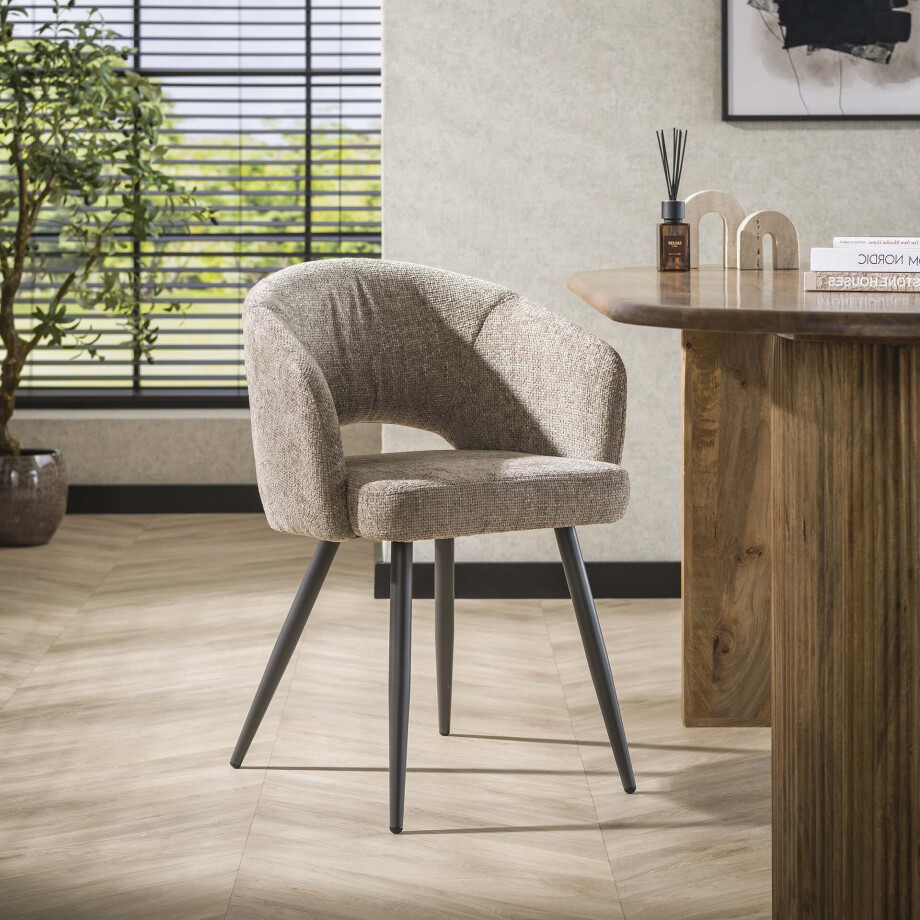 LifestyleFurn Eetkamerstoel 'Arnie' Renegade stof, kleur Zand afbeelding 1