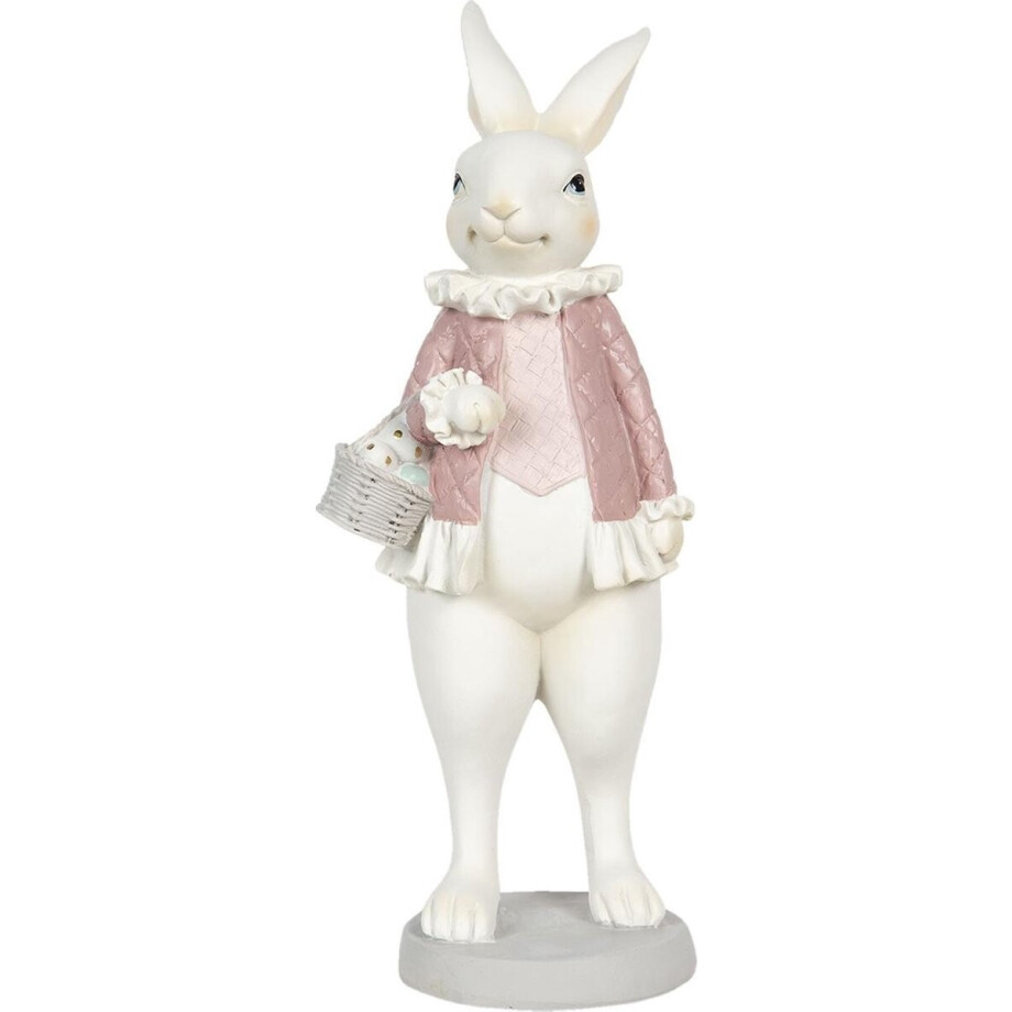 Clayre & Eef Beeld Konijn 10x10x25 cm Wit Roze Polyresin Woonaccessoires Clayre & Eef Beeld Konijn 10x10x25 cm Wit Roze Polyresin Woonaccessoires afbeelding 1