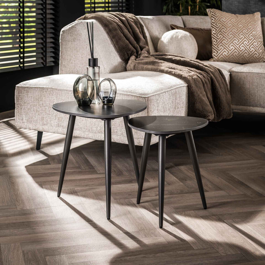 LifestyleFurn Bijzettafel 'Joseph' Keramiek, Set van 2 stuks afbeelding 1