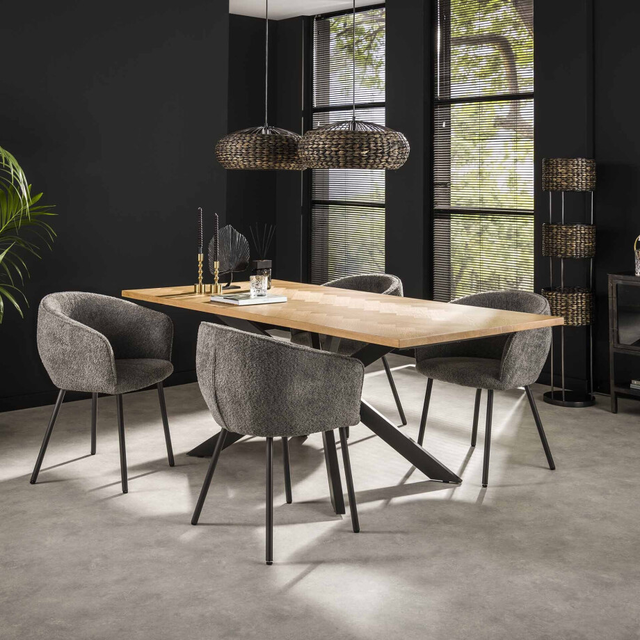 LifestyleFurn Eettafel 'Jonathan' Visgraat Naturel Eiken, 200 x 100cm afbeelding 1