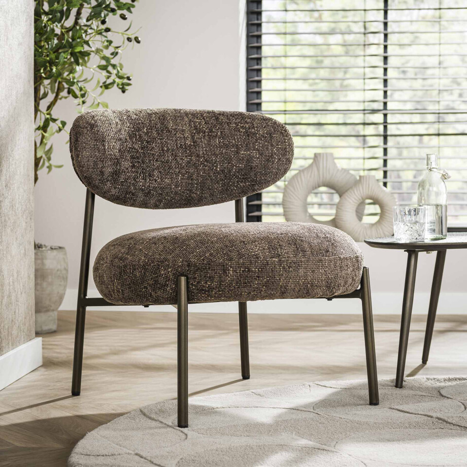 LifestyleFurn Fauteuil 'Lawson' Renegade stof, kleur Bruin afbeelding 1