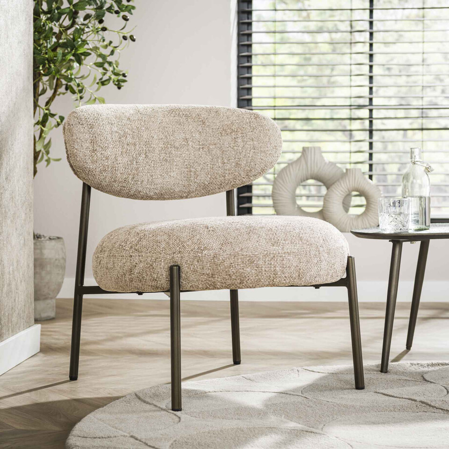 LifestyleFurn Fauteuil 'Lawson' Renegade stof, kleur Zand afbeelding 1