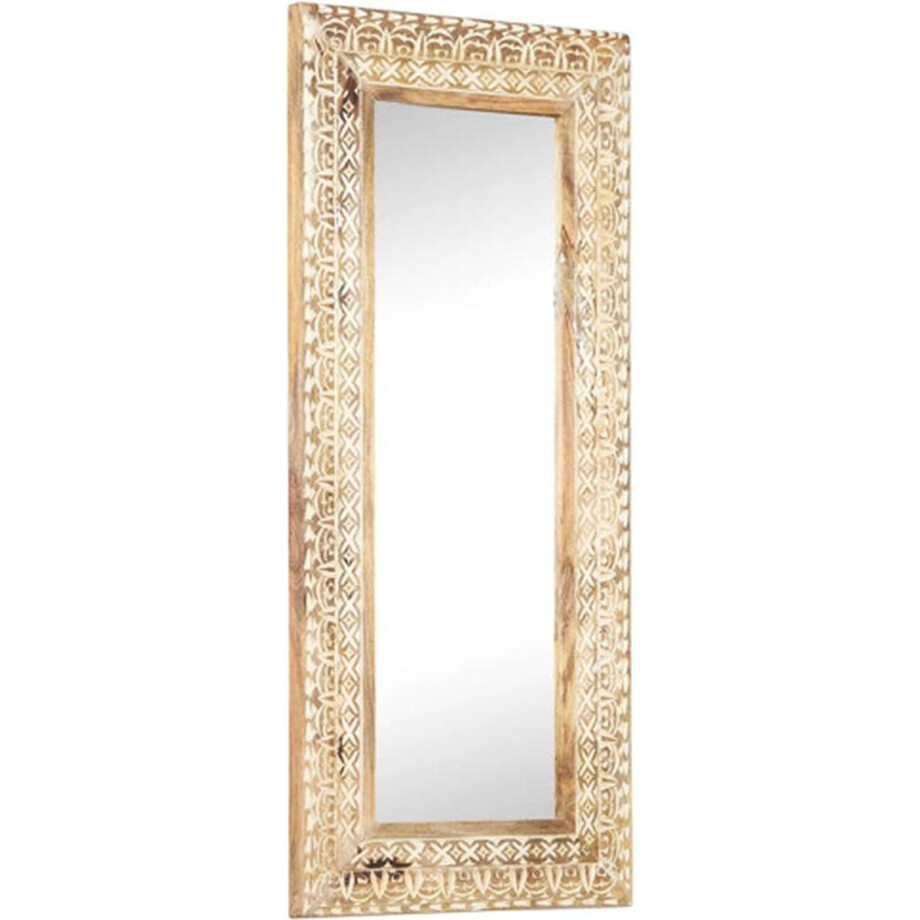 vidaXL - Spiegel - handgesneden - 110x50x2,6 - cm - massief - mangohout afbeelding 1