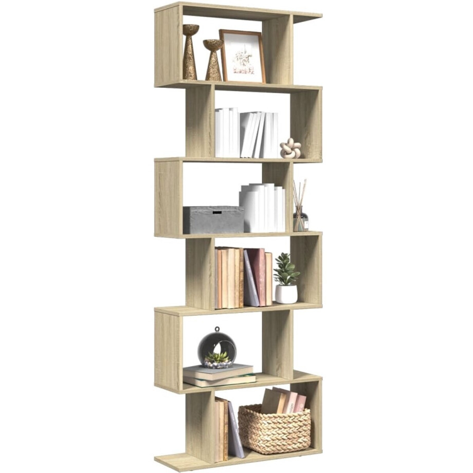 vidaXL Boekenkast - 6-laags - 70x24x193 cm - Sonoma eiken Boekenkast - Boekenkasten - Boeken Plank - Schappenkast afbeelding 1