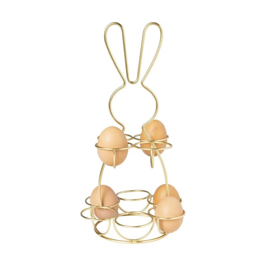 Eieren etagere haas - goudkleurig - ø17x31 cm afbeelding 