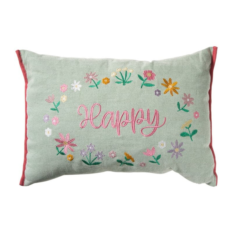 Kussen bloem happy easter - multikleur - 35x50 cm afbeelding 