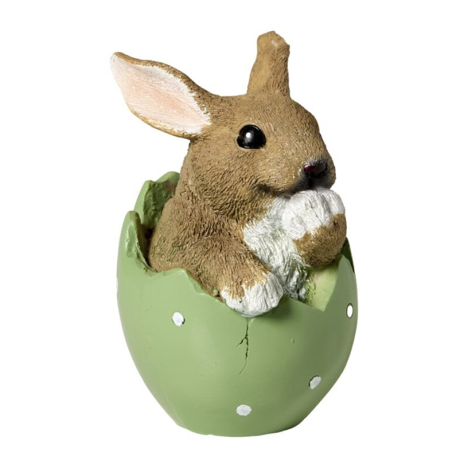 Paasbeeldje haas in ei groot - groen - 14x11x9 cm afbeelding 