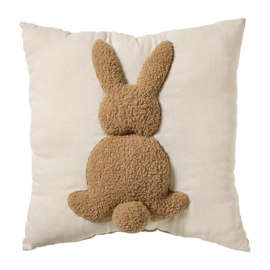 Kussen paashaas - beige/bruin - 45x45cm afbeelding 