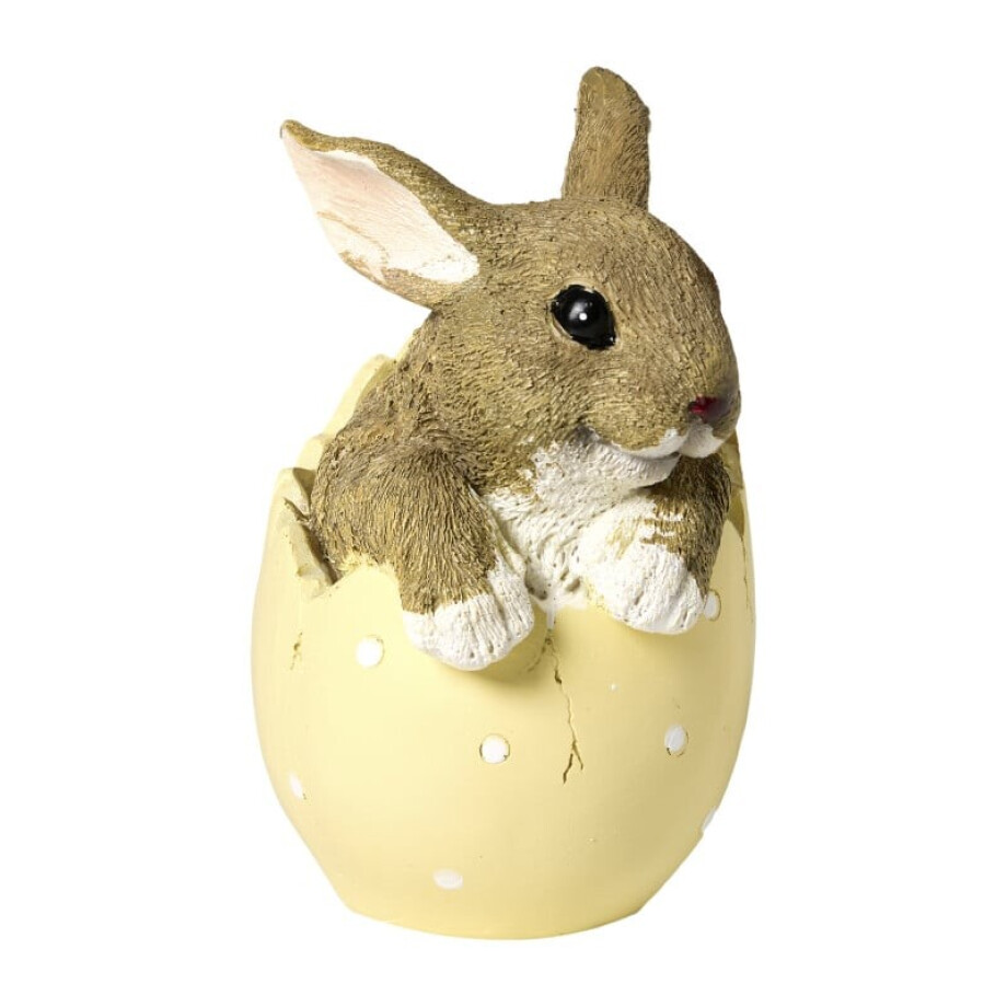 Beeldje paashaas in ei groot - geel - ø10x14 cm afbeelding 