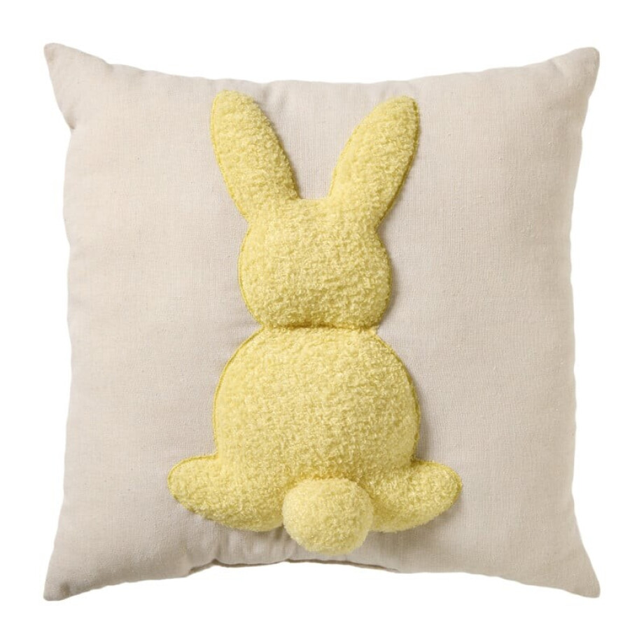Kussen paashaas - beige/geel - 45x45 cm afbeelding 