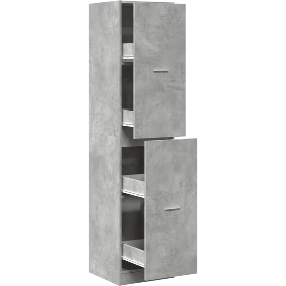 vidaXL - Apothekerskast - 40x41x174,5 - cm - bewerkt - hout - betongrijs vidaXL - Apothekerskast - 40x41x174,5 - cm - bewerkt - hout - betongrijs afbeelding 1