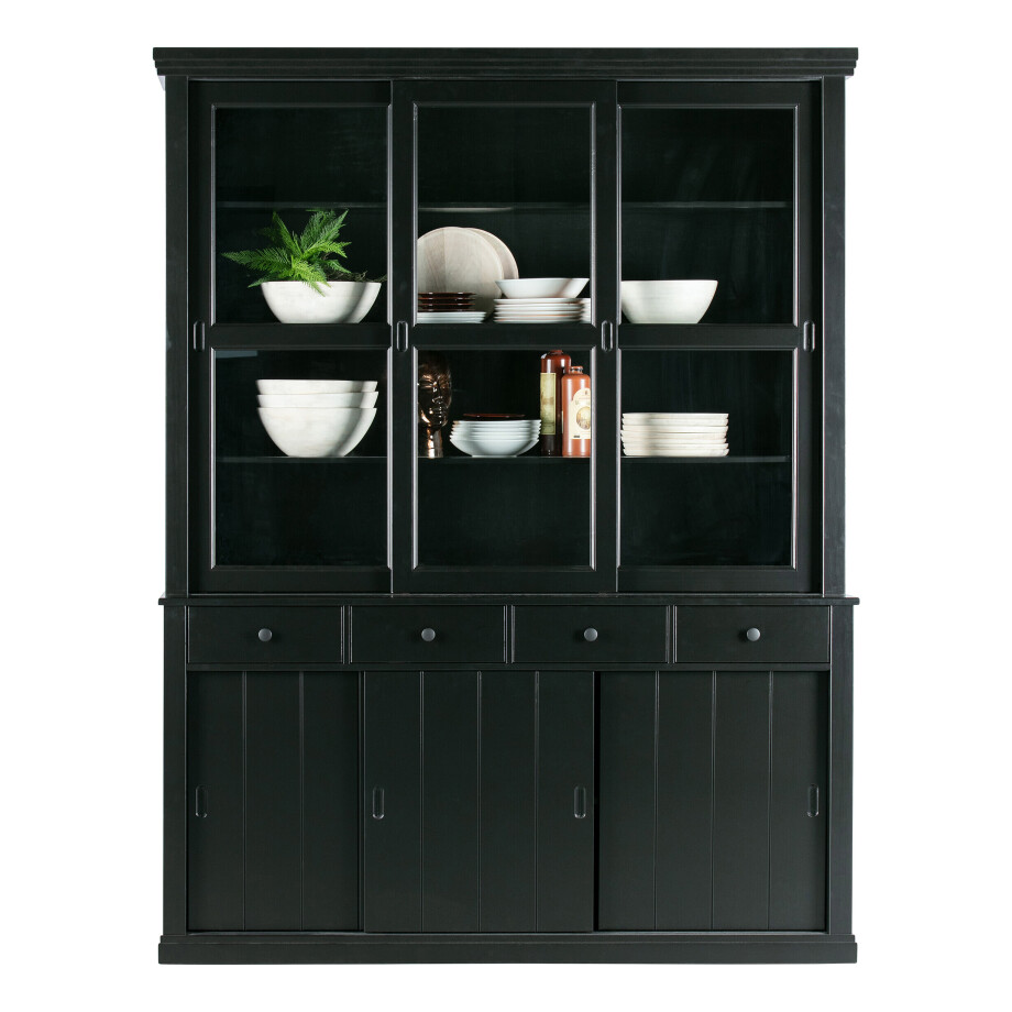 WOOOD Vitrinekast 'Lagos', kleur Zwart WOOOD Vitrinekast 'Lagos', kleur Zwart afbeelding 1