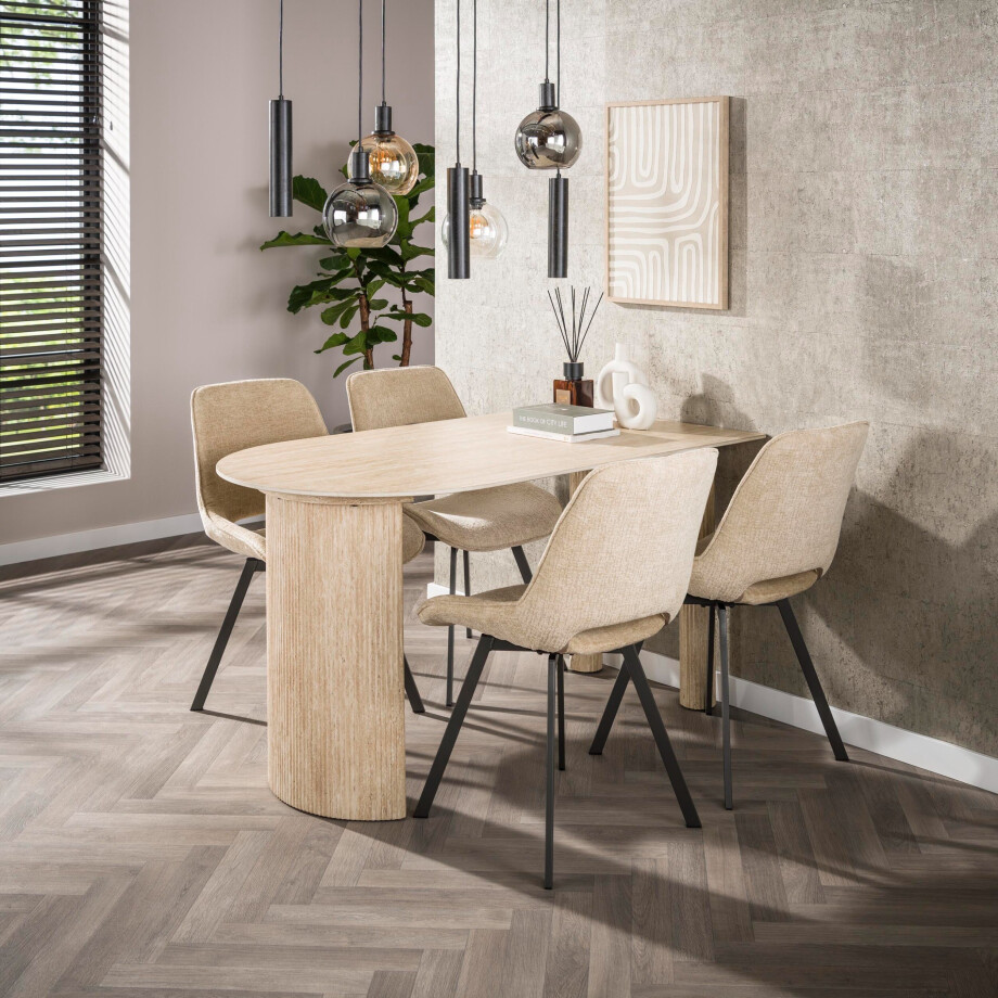 Eettafel Romano Arch 1-side 140 cm Keramiek travertin afbeelding 1
