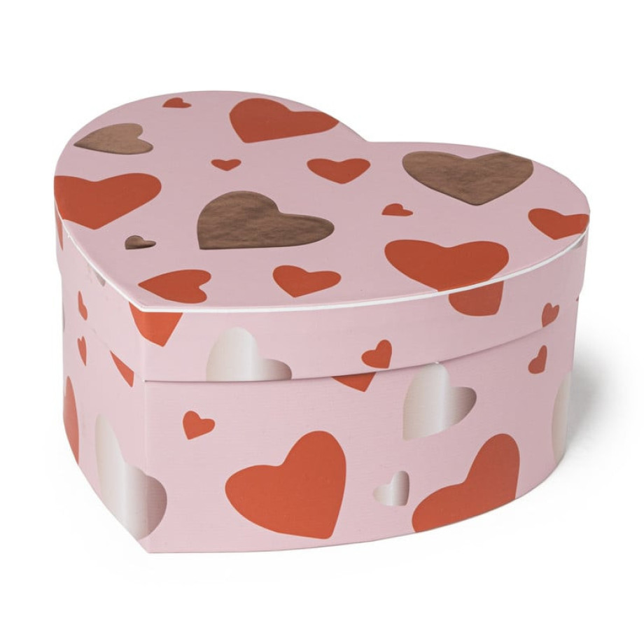 Cadeaudoos hart - roze - 27x22x13 cm afbeelding 