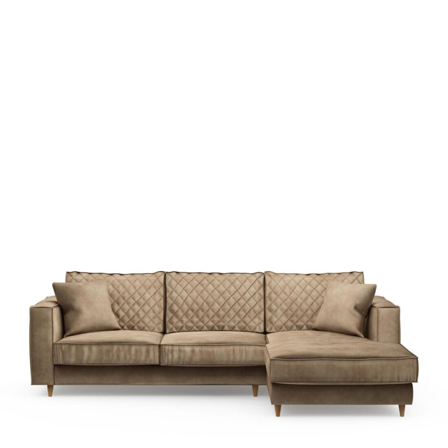 Rivièra Maison Loungebank 'Kendall' Rechts, Velvet, kleur Golden Beige afbeelding 1