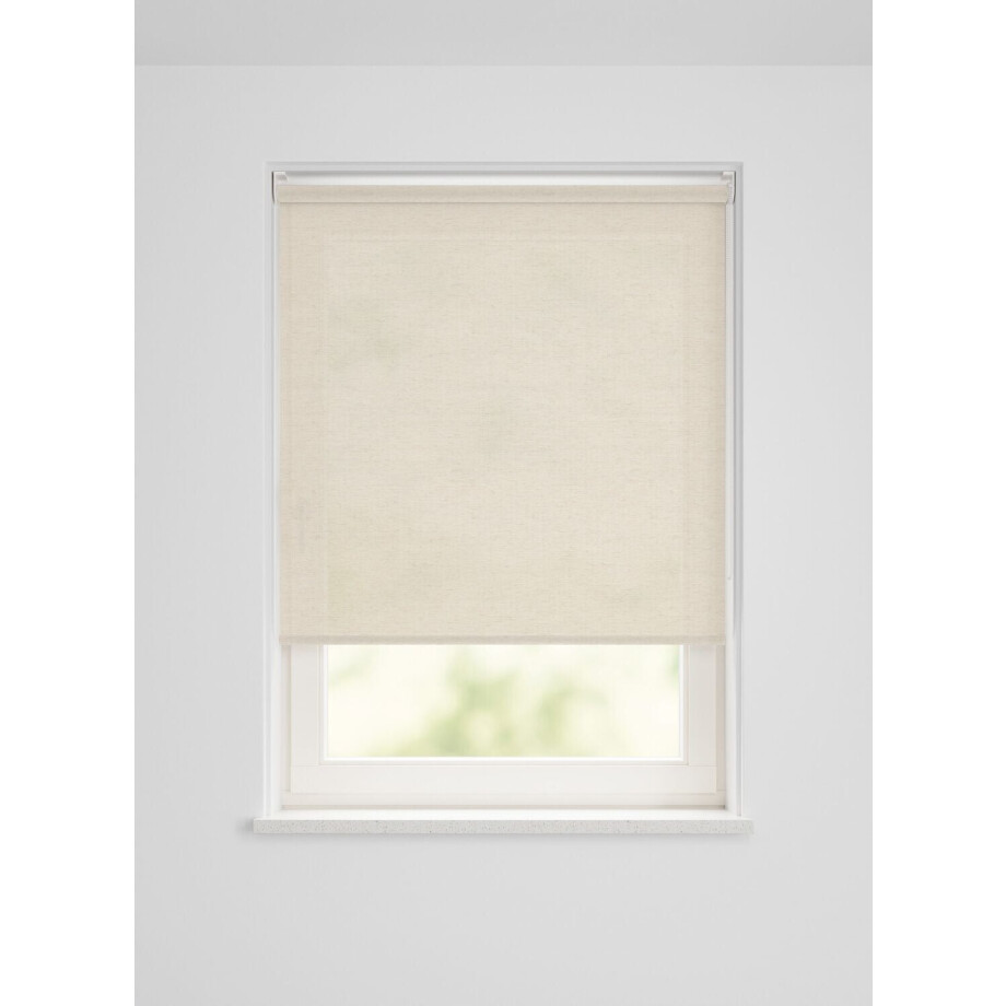 HEMA HEMA Rolgordijn Lichtdoorlatend Structuur Grof Linnen Crème (creme) afbeelding 1