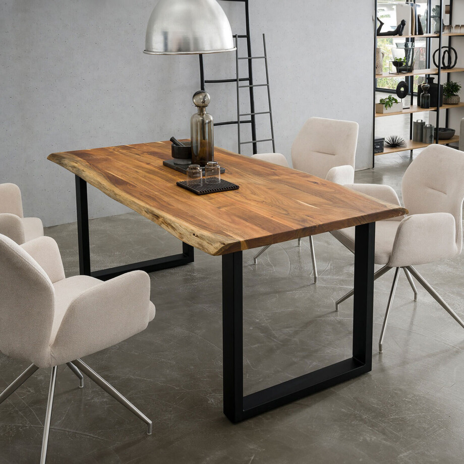 Artistiq Boomstam Eettafel 'Davy' Acaciahout, 140 x 80cm Artistiq Boomstam Eettafel 'Davy' Acaciahout, 140 x 80cm afbeelding