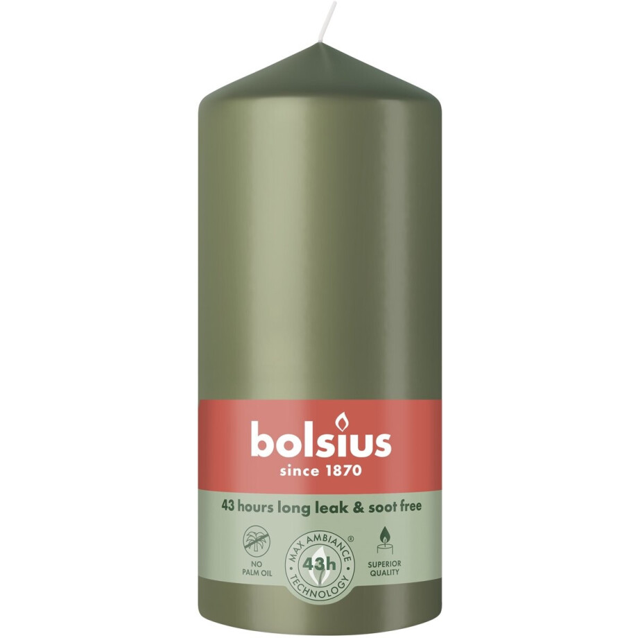 Bolsius Stompkaars 130/68 Fresh Olive (1 stuk) Bolsius Stompkaars 130/68 Fresh Olive (1 stuk) afbeelding 1