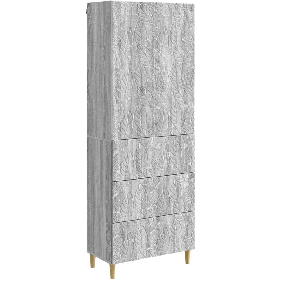 vidaXL - Kast - Set - 2 - st - 66 - x - 34,5 - x - 90 - cm - Bewerkt - hout - Grijs - Sonoma afbeelding 1