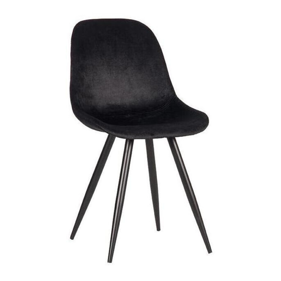 LABEL51 Eetkamerstoel 'Capri', Fluweel, kleur Zwart afbeelding 1