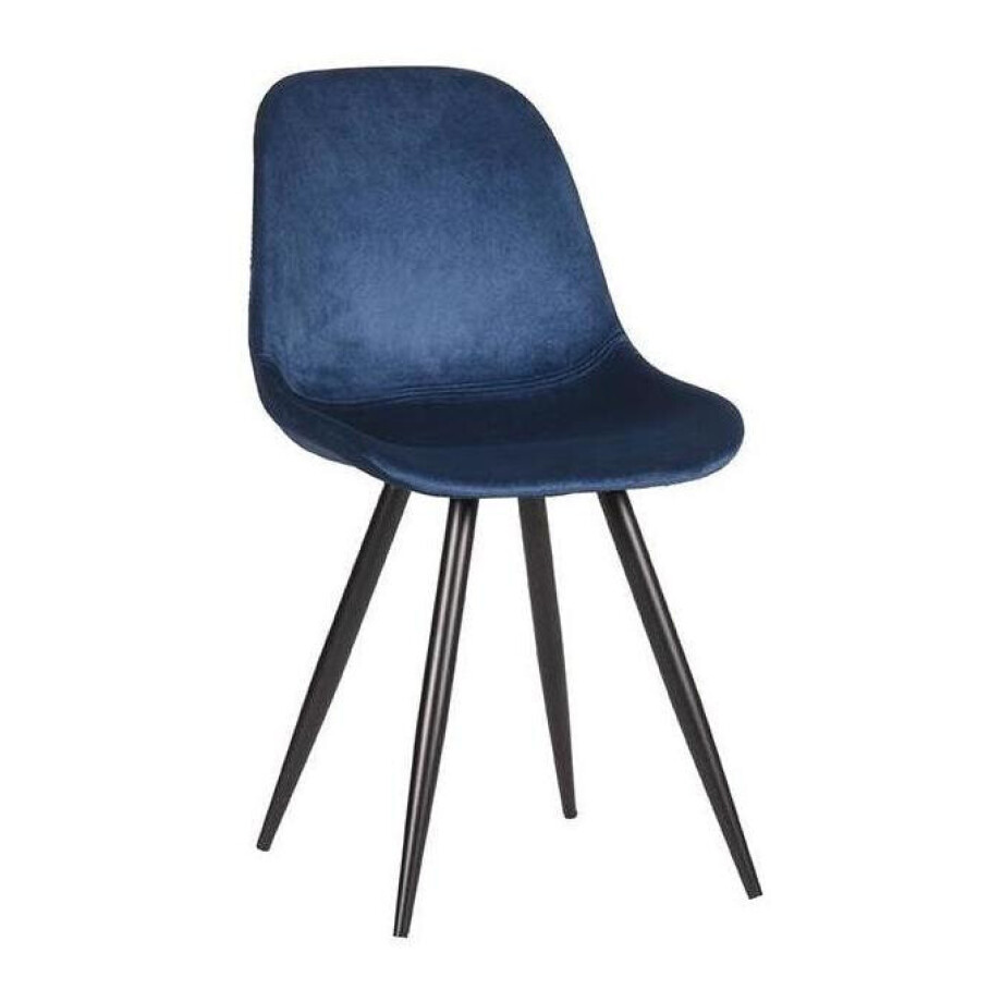 LABEL51 Eetkamerstoel 'Capri', Fluweel, kleur Blauw afbeelding 1
