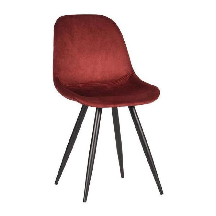 LABEL51 Eetkamerstoel 'Capri', Fluweel, kleur Rood afbeelding 1