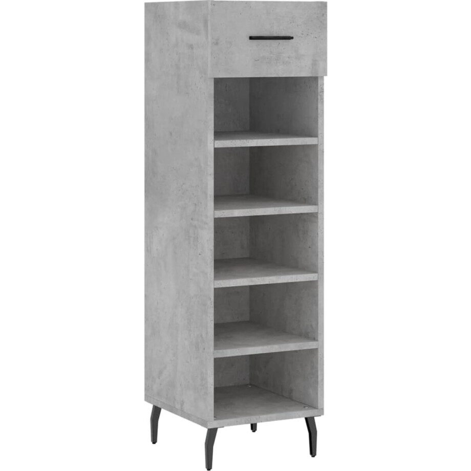 vidaXL Schoenenkast - Betongrijs - 30x35x105 cm Schoenenkast - Schoenenopbergers - Bergruimte - Industrieel Design - Houten Schoenenkast afbeelding 1