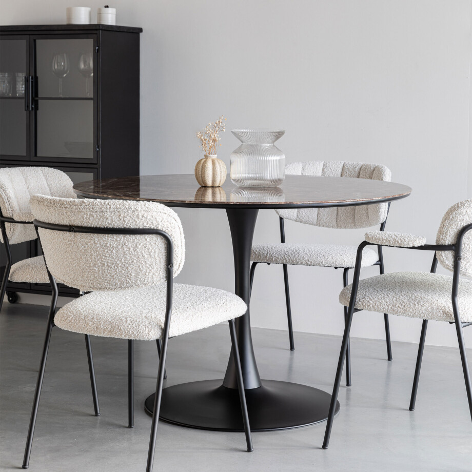 ZILT Ronde Eettafel 'Trisha' Marmerlook, 110cm, kleur Zwart ZILT Ronde Eettafel 'Trisha' Marmerlook, 110cm, kleur Zwart afbeelding 1