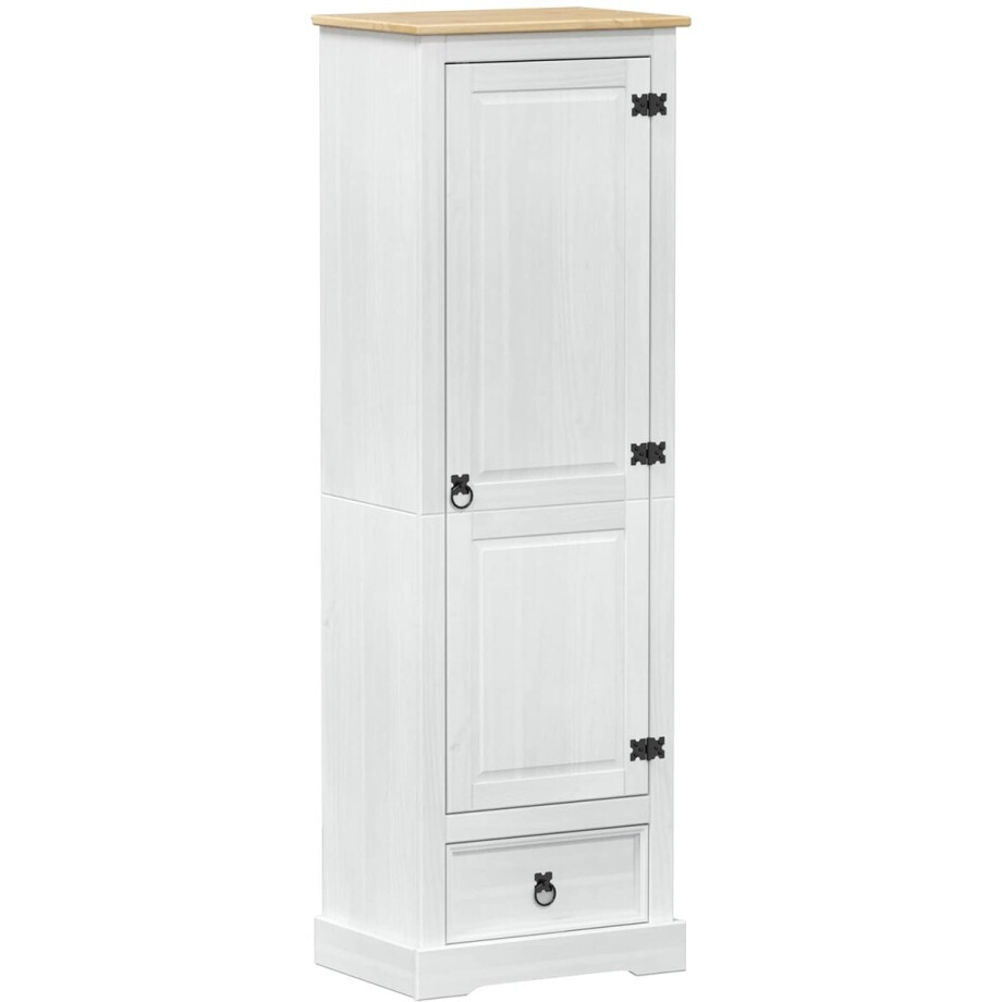 vidaXL - Kasten - met - lade - Wit - 55 - x - 38 - x - 170 - cm - Massief - grenenhout afbeelding 1