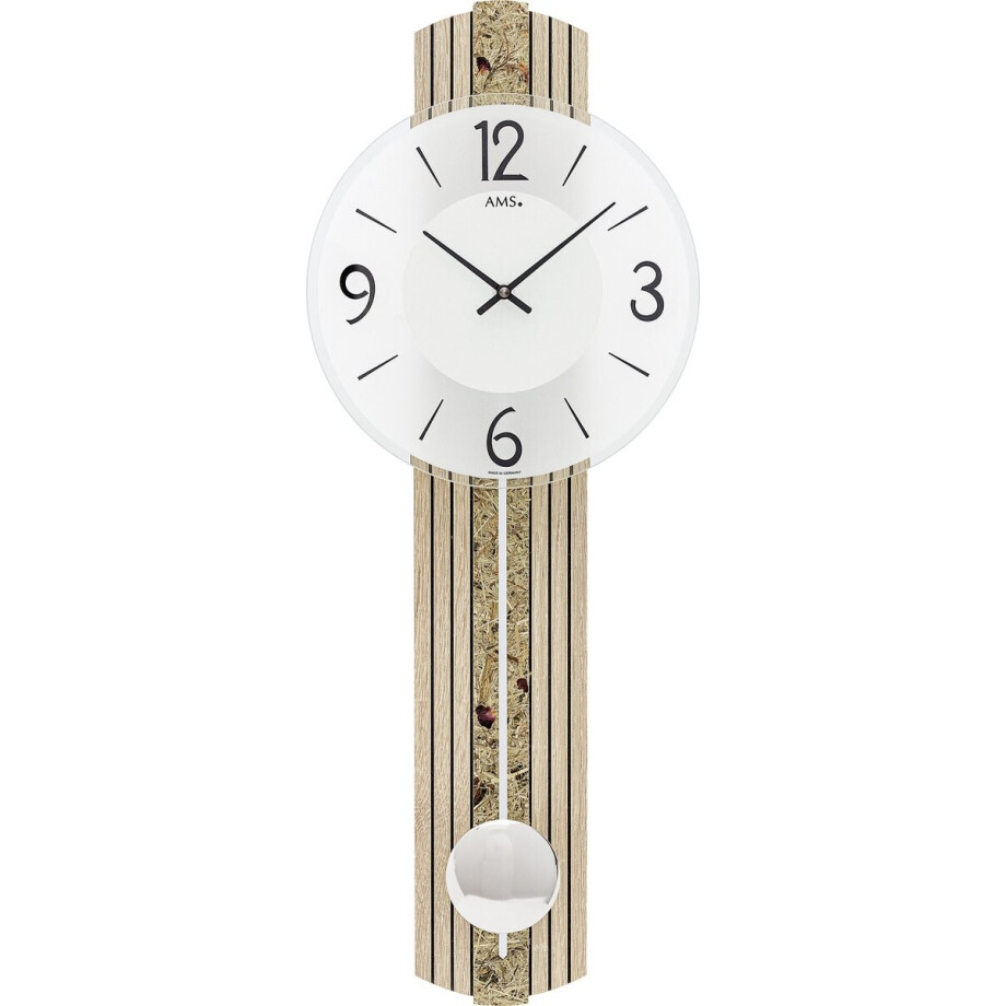 AMS wandklok met slinger Quartz uurwerk 7489 afbeelding 1