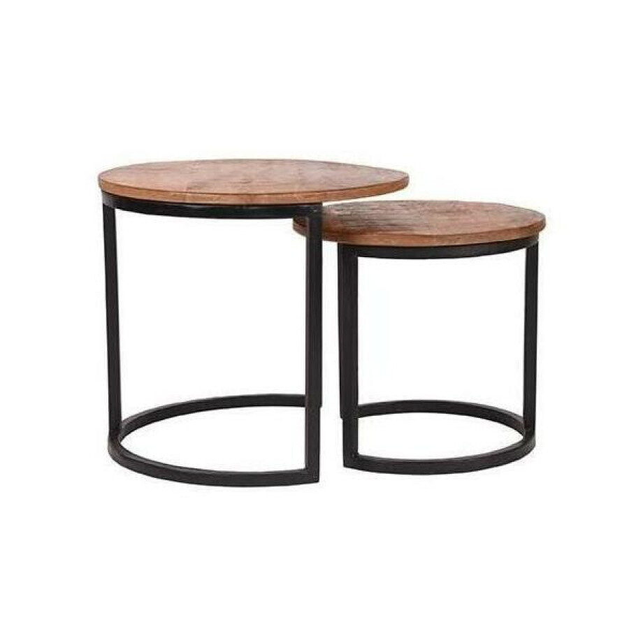 LABEL51 Salontafel 'Duo' Bruin Mangohout, Set van 2 stuks afbeelding 