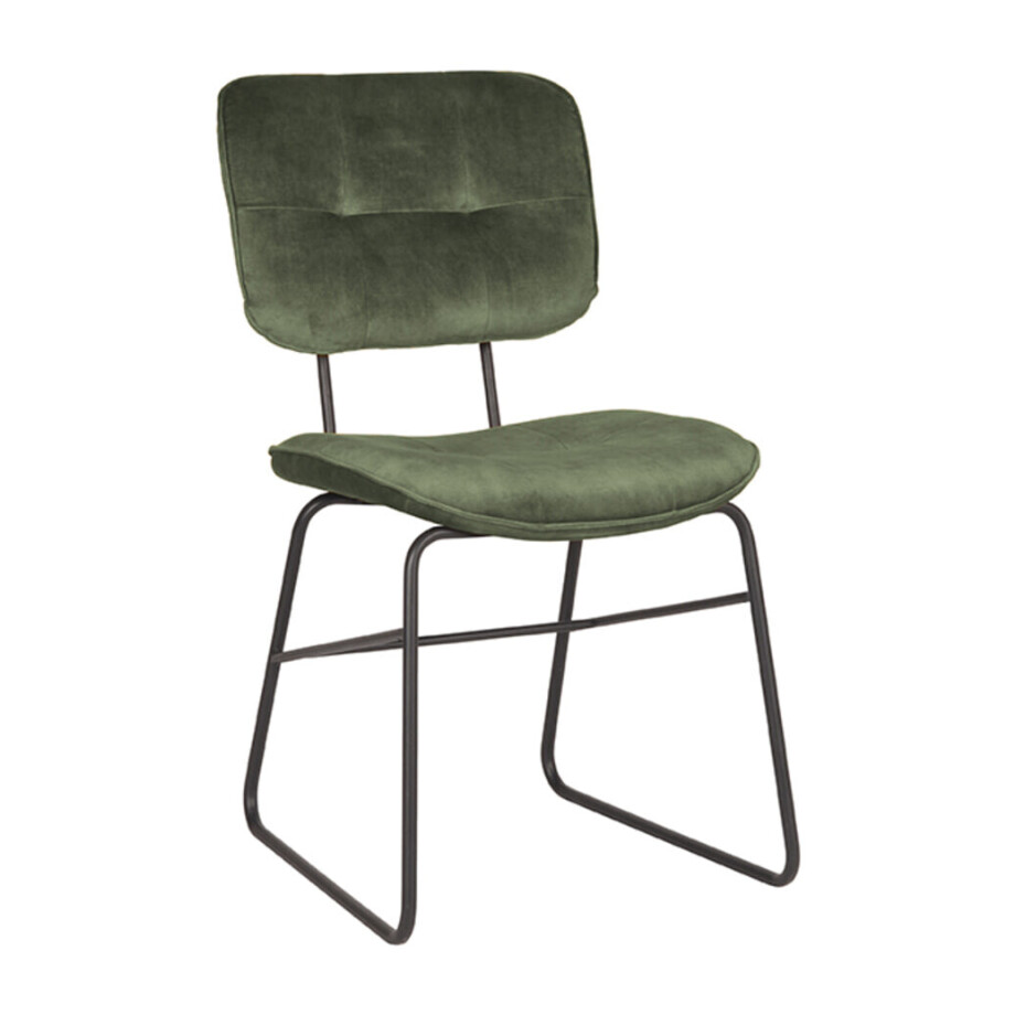 LABEL51 Eetkamerstoel 'Dez', Velvet, kleur Groen afbeelding 1