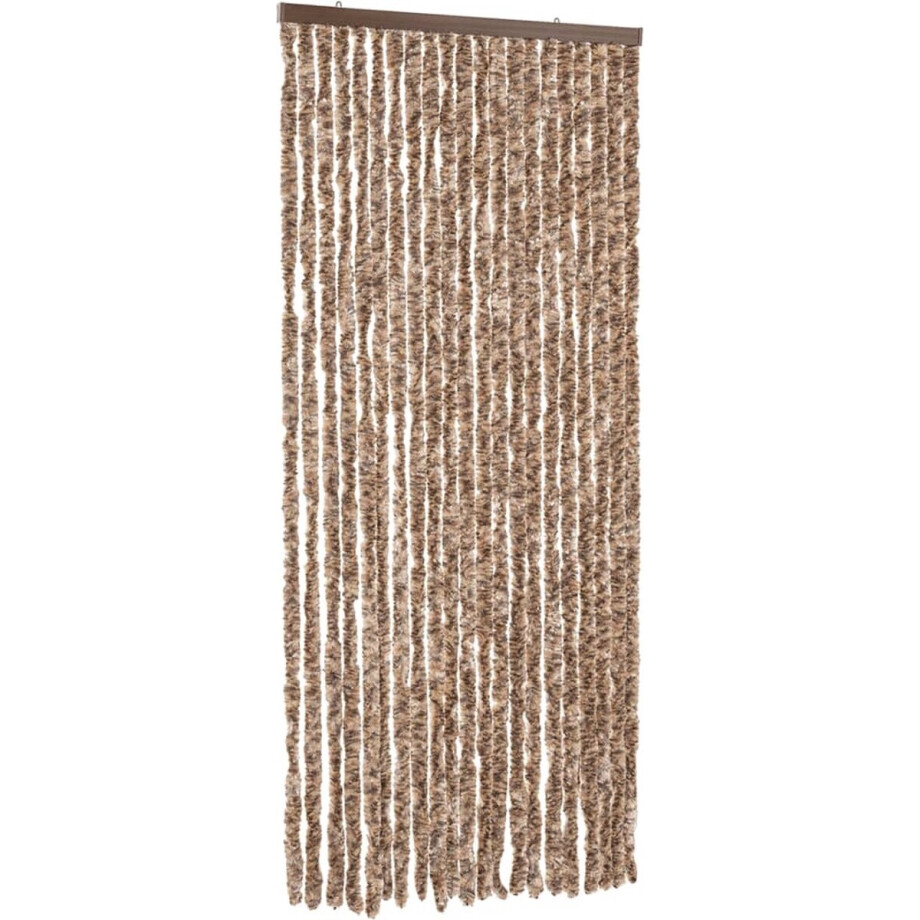 vidaXL - Vliegengordijn - 56x185 - cm - chenille - beige - en - donkerbruin afbeelding 1