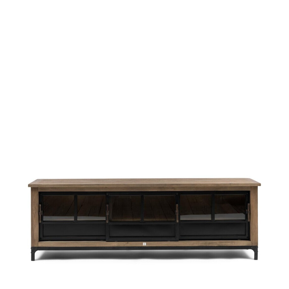 Rivièra Maison TV-meubel 'The Hoxton' Essenhout en Glas, 190cm Rivièra Maison TV-meubel 'The Hoxton' Essenhout en Glas, 190cm afbeelding 1