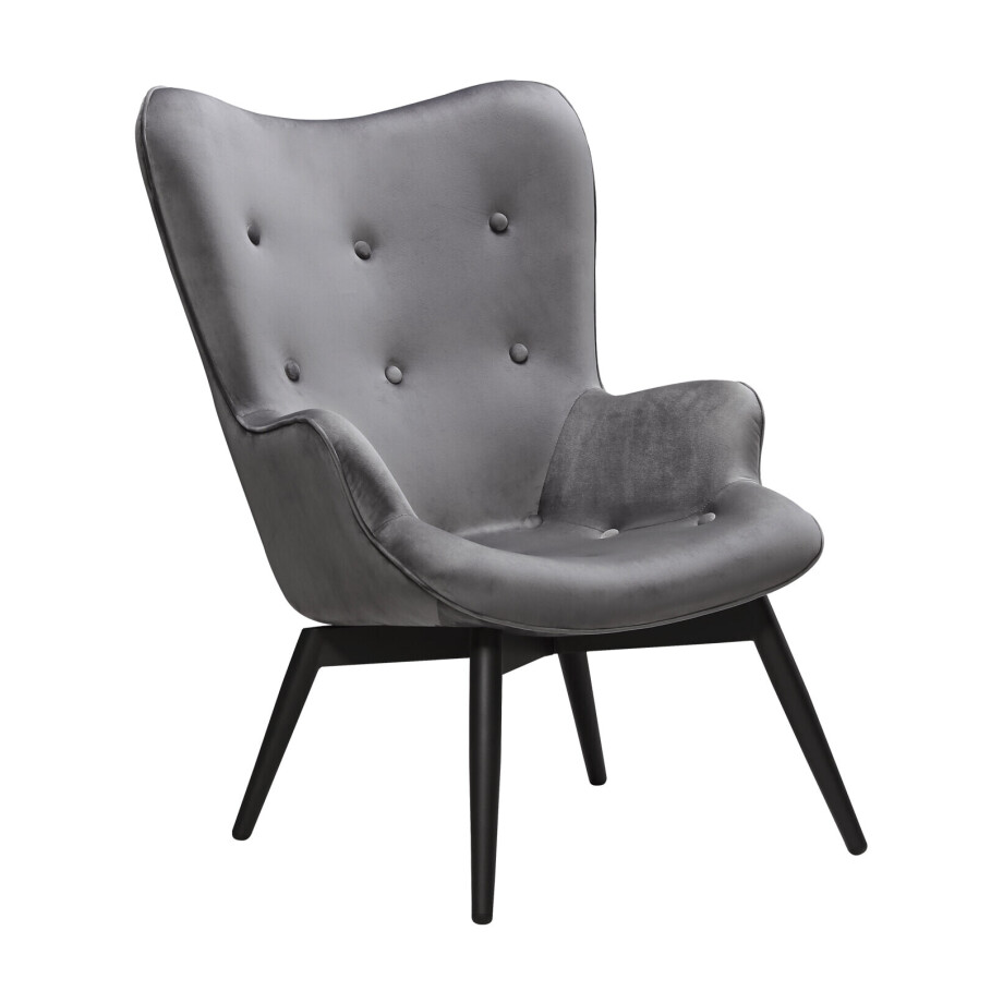 Artistiq Fauteuil 'Anderson', Velvet, kleur Grijs Artistiq Fauteuil 'Anderson', Velvet, kleur Grijs afbeelding 1