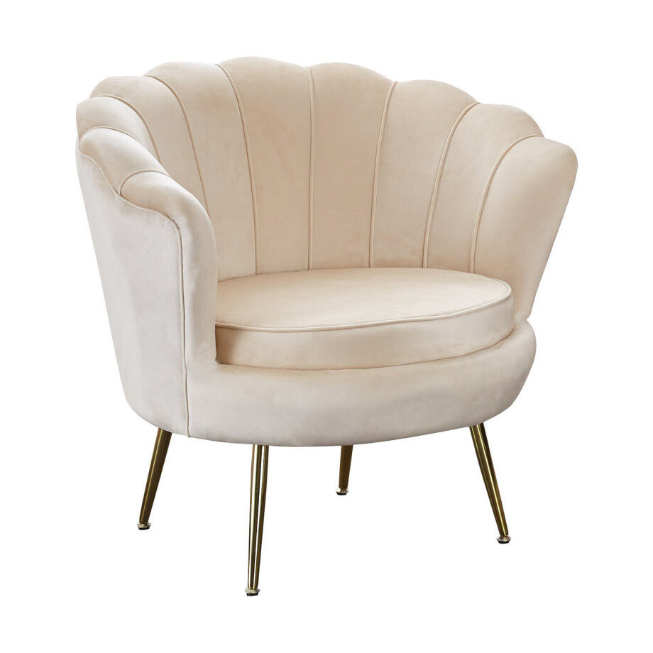 Artistiq Fauteuil 'Lizzy', Velvet, kleur Beige Artistiq Fauteuil 'Lizzy', Velvet, kleur Beige afbeelding 1