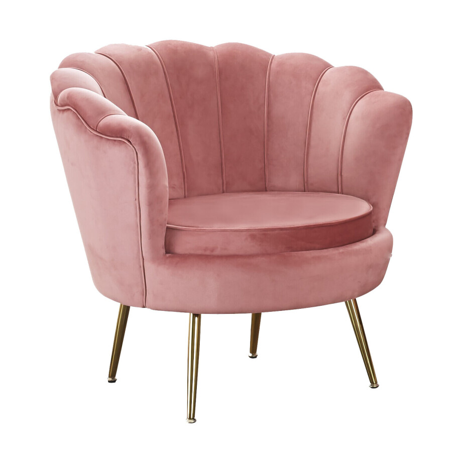 Artistiq Fauteuil 'Lizzy', Velvet, kleur Roze Artistiq Fauteuil 'Lizzy', Velvet, kleur Roze afbeelding 1