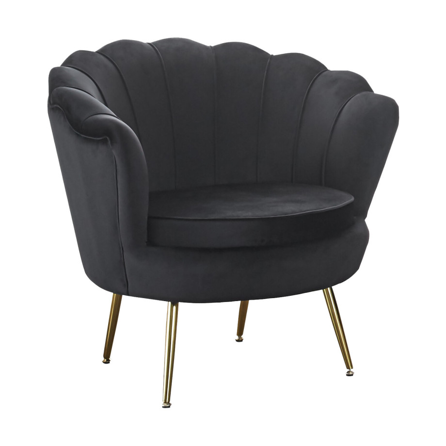 Artistiq Fauteuil 'Lizzy', Velvet, kleur Zwart afbeelding 1