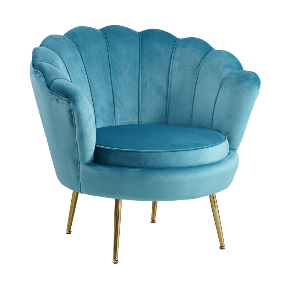 Artistiq Fauteuil 'Lizzy', Velvet, kleur Blauw Artistiq Fauteuil 'Lizzy', Velvet, kleur Blauw afbeelding 1