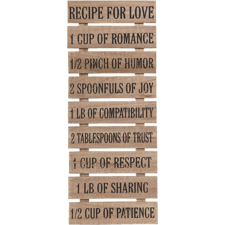 Clayre & Eef Tekstbord 24x60 cm Bruin Hout Rechthoek Recipe For Love Wandbord Clayre & Eef Tekstbord 24x60 cm Bruin Hout Rechthoek Recipe For Love Wandbord afbeelding 1