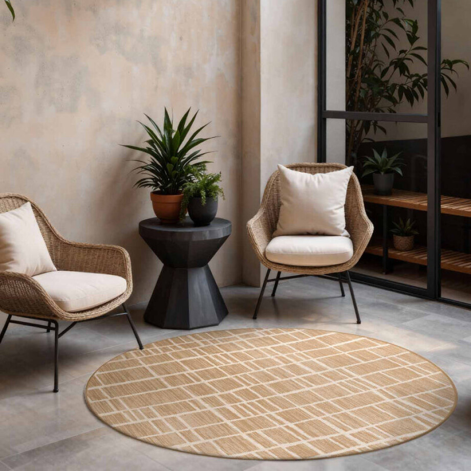 Vloerkleed Crouch Rond - Jute Wit Xcm - Polypropyleen - Dekbed-Discounter.nl afbeelding 