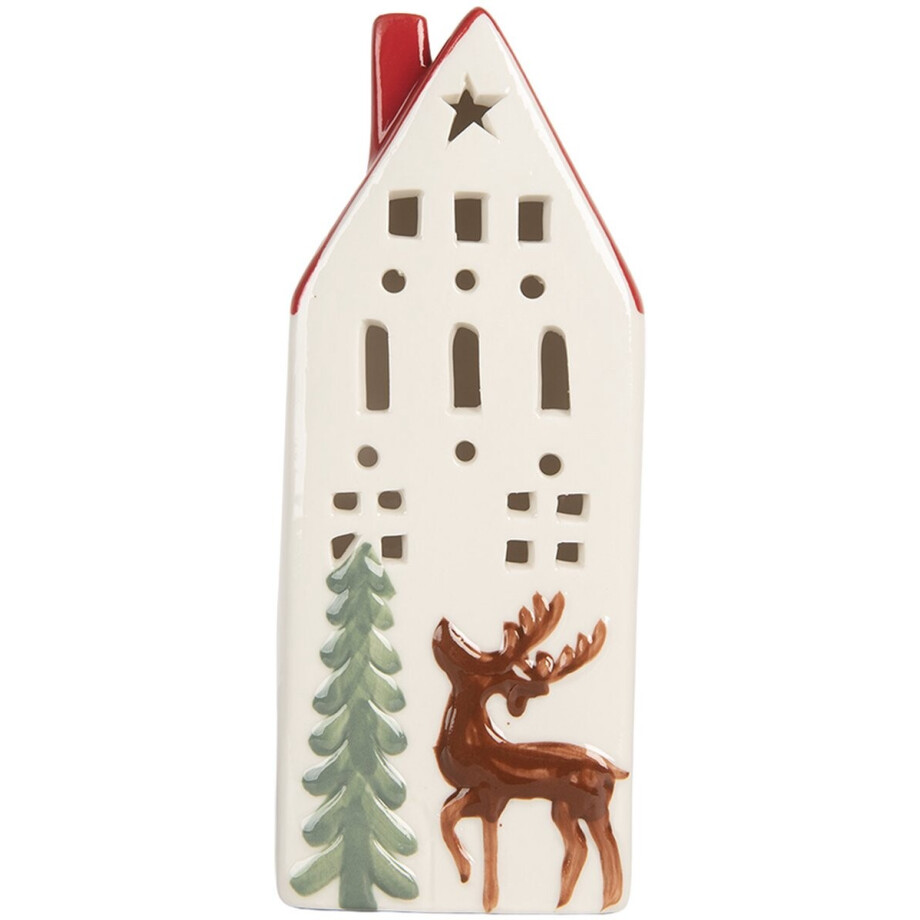 Clayre & Eef Decoratie Huis met LED 7x6x19 cm Wit Keramiek afbeelding 1