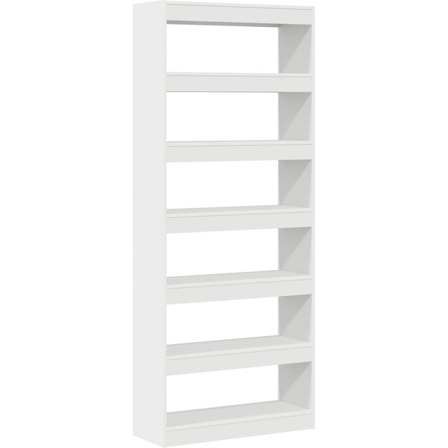 vidaXL - Boekenkast - 6-laags - 80 - x - 30 - x - 198 - cm - Bewerkt - hout - Wit afbeelding 1