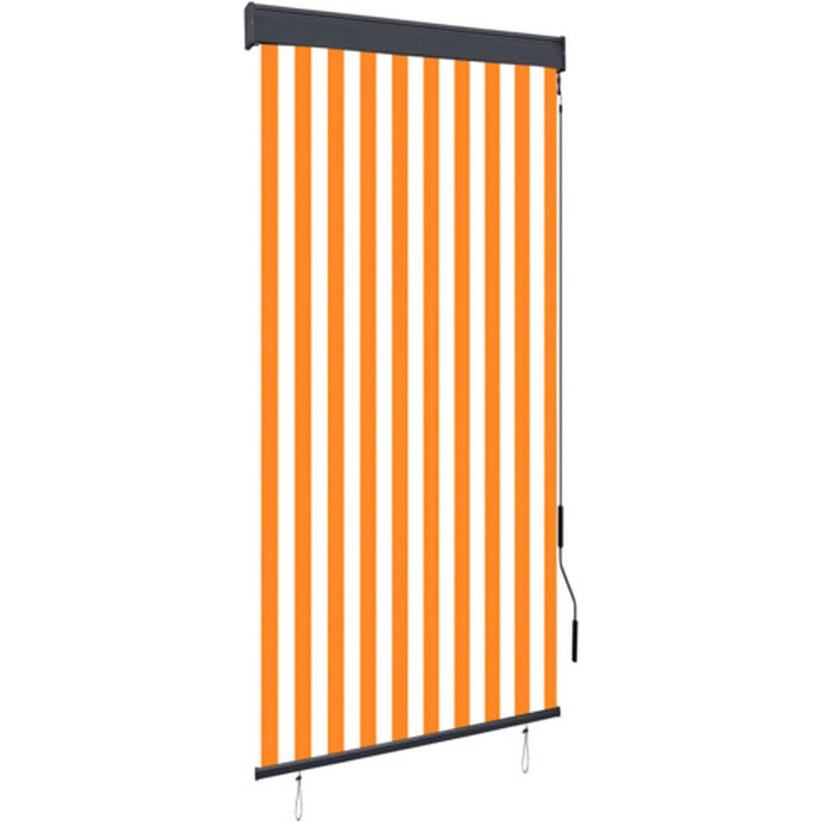 vidaXL - Rolgordijn - voor - buiten - 100x250 - cm - wit - en - oranje afbeelding 1
