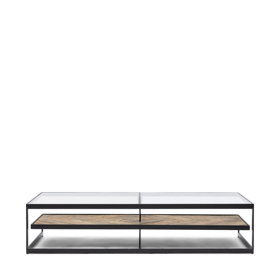 Rivièra Maison Salontafel 'Graydon' Essenhout en Glas, 180 x 80cm afbeelding 1
